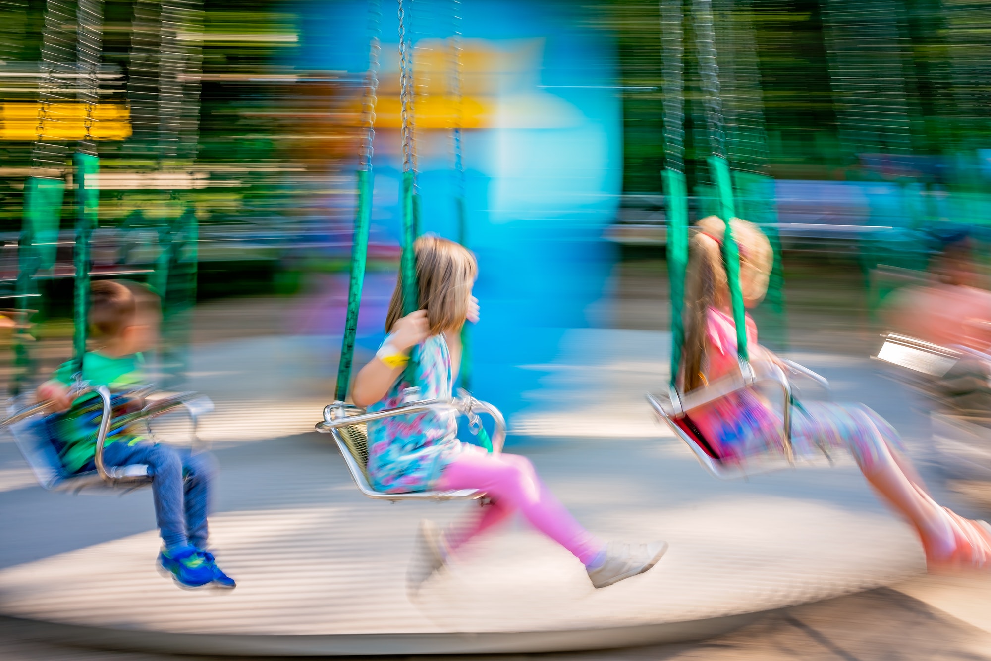 Children on a carousel