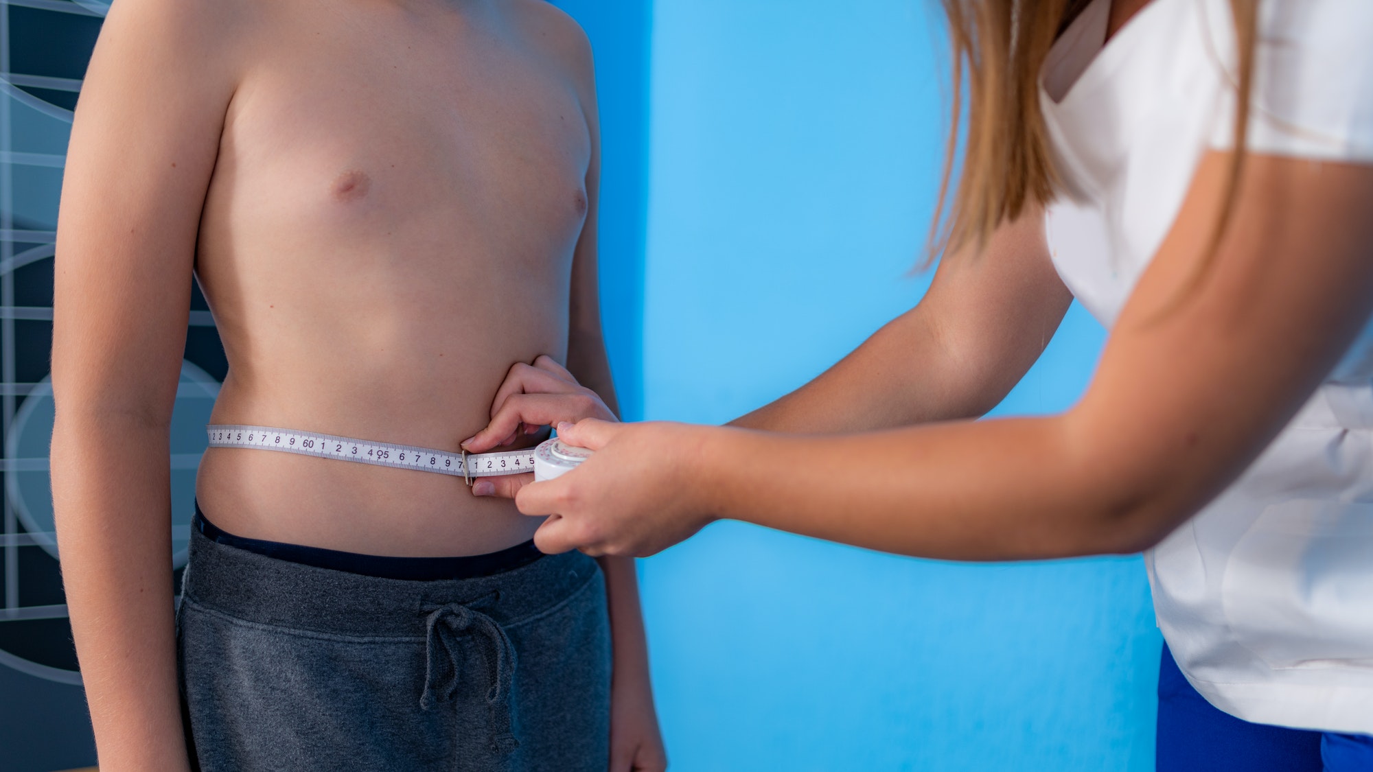 Body fat analysis of children, anthropometric belly circumference tape measurement